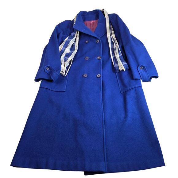 Vintage 80s Jacob-Crowley Wool Overcoat Blue Long Peacoat Made in Canada - Picture 15 of 16